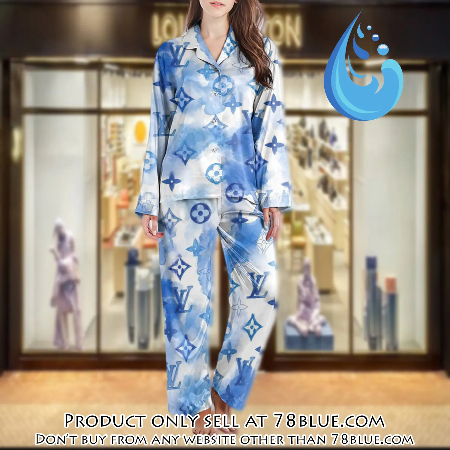 Lv monogram long satin pajama set pjs1020 78b2027369